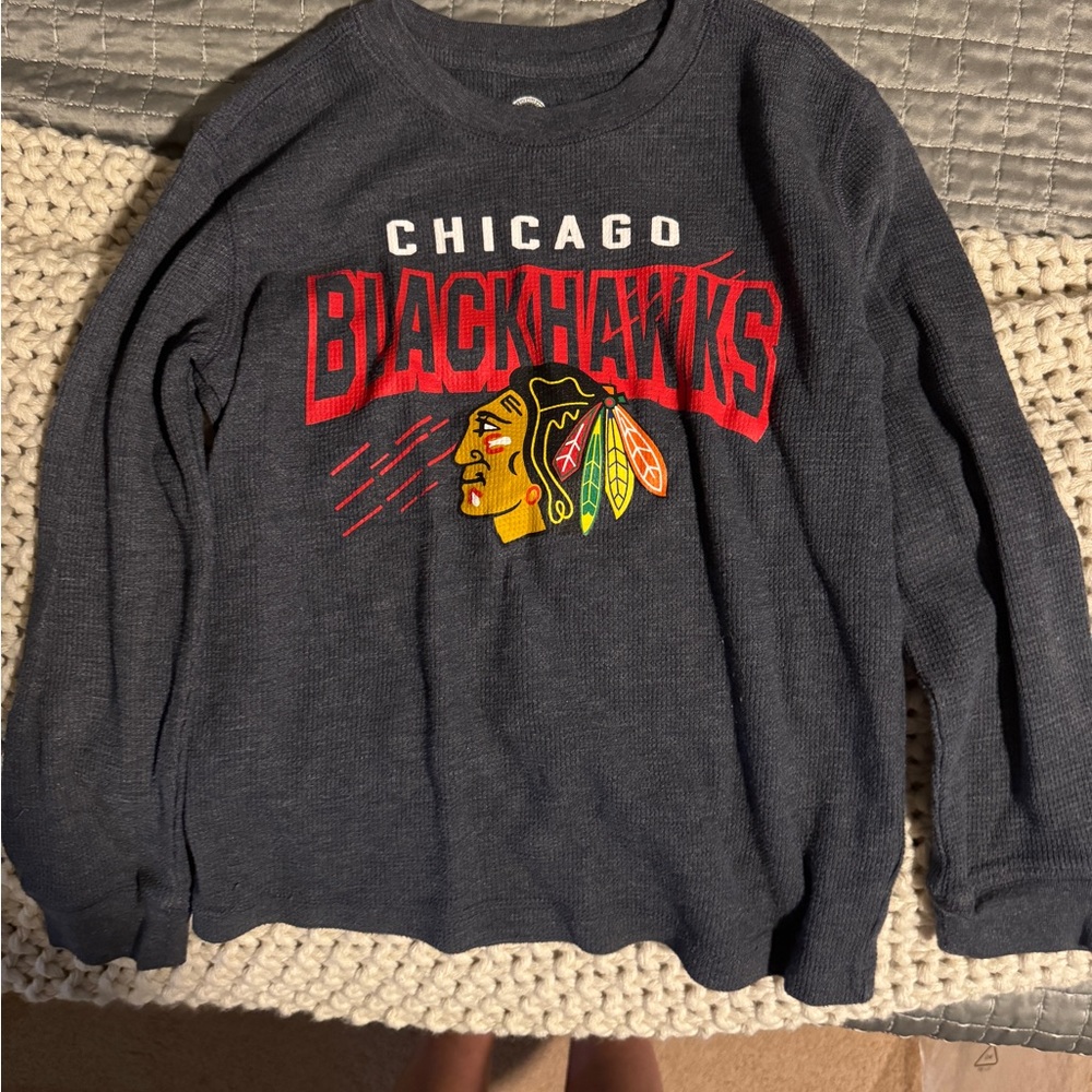 NHL Chicago Blackhawks Long Sleeve Tee - Gray and Red